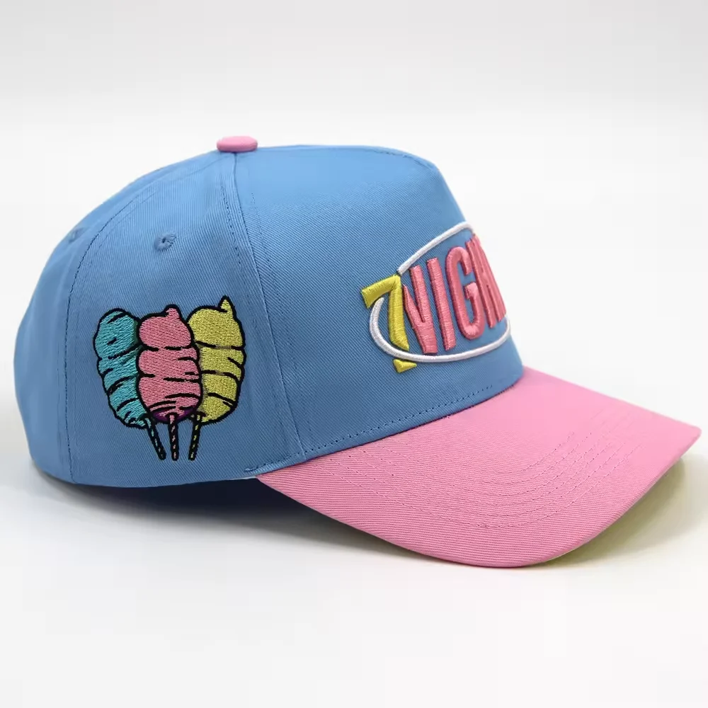 Cap manufacturer Custom 5panel cap curved brim structured  embossed logo baseball cap