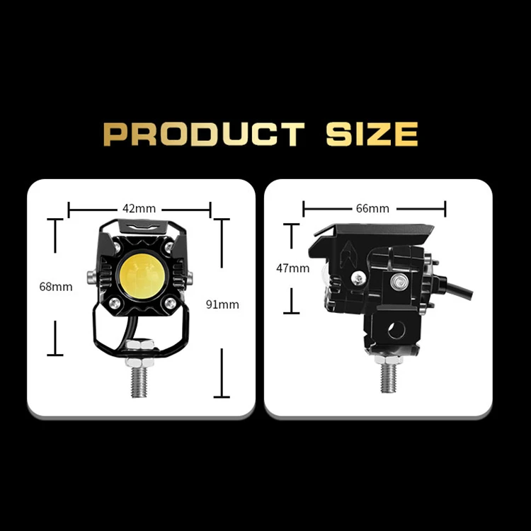 LED Mini Driving Light Dual Color Hi/Lo Beam White Yellow 3 Lens led driving light for Motorcycles Motorbikes SUV Cars