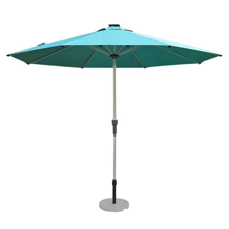 Table & Chair Insertable Solar led Garden Umbrella Center Column Patio parasol with Solar led