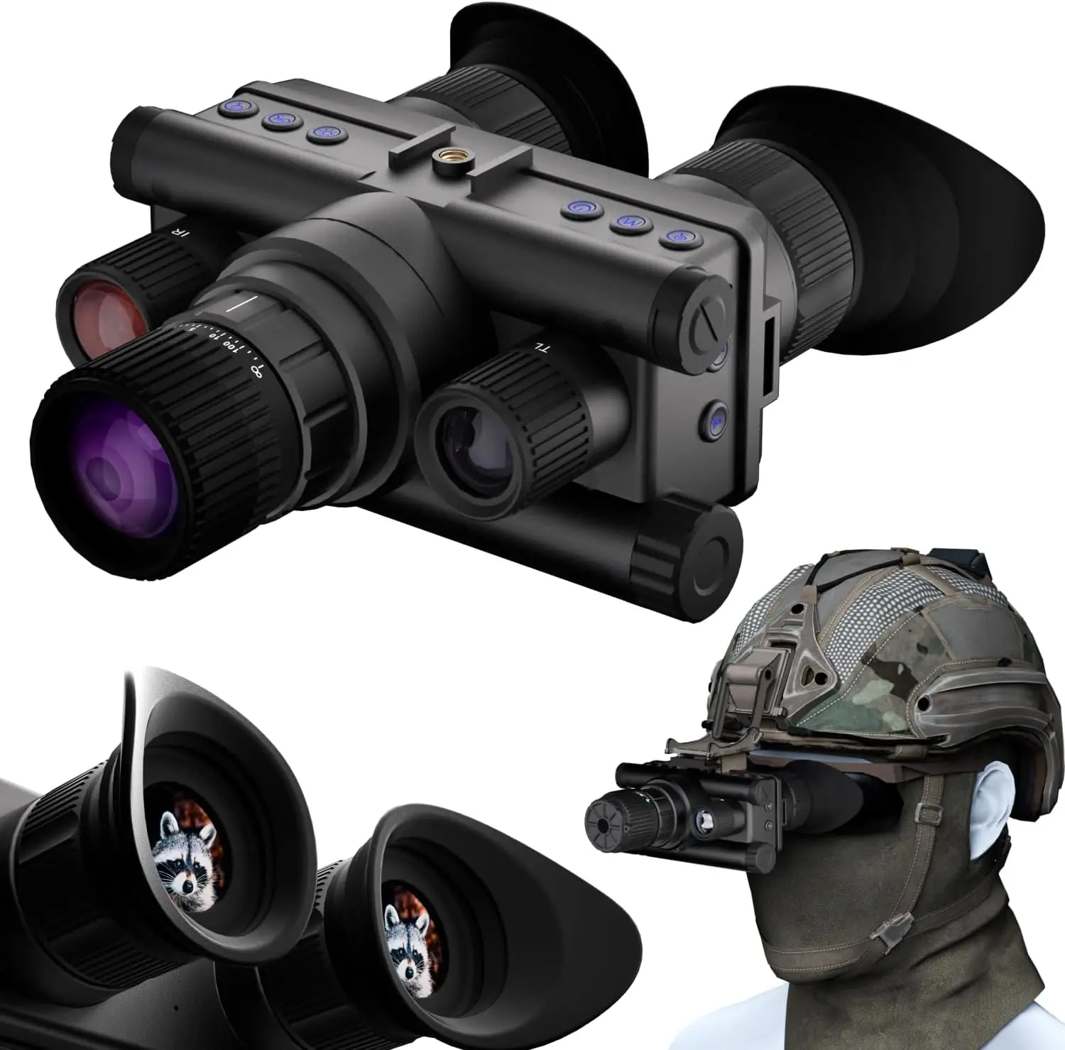 4K Helmet Mounted Night Vision Monocular with 4 Color Modes 8X Magnification for Adults Hunting