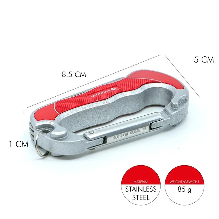 6-in-1 Stainless Steel Carabiner Hanging Buckle Multifunctional Folding Knife Outdoor Camping Hiking Mountain Climbing-EDC Tool