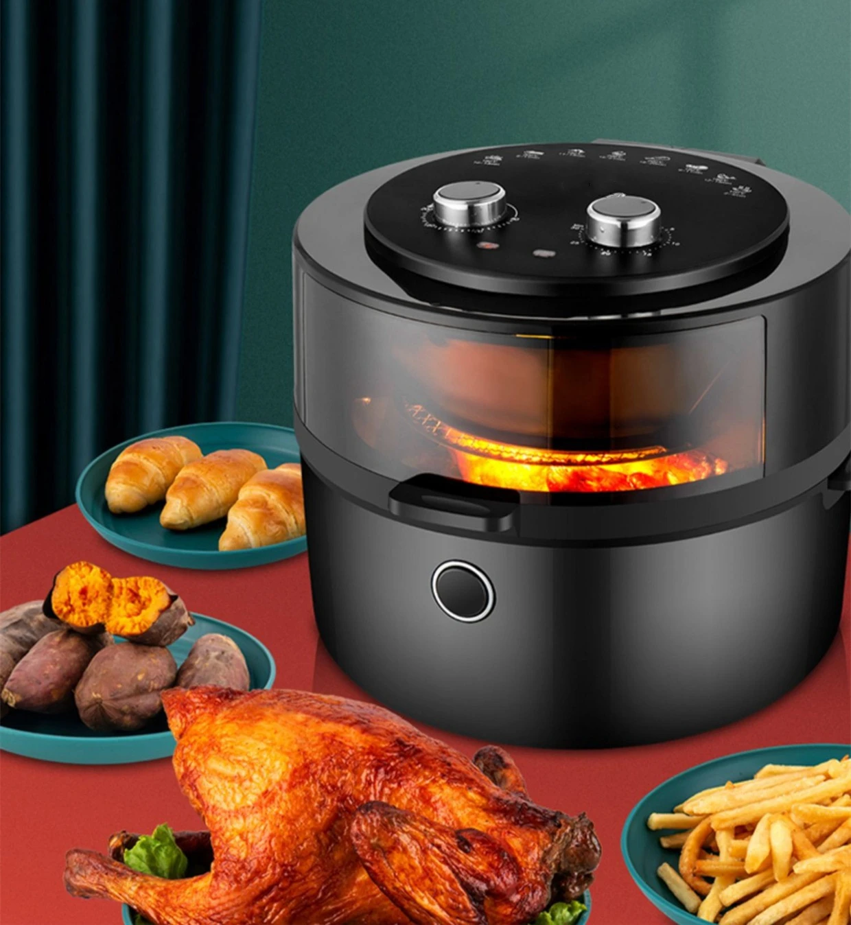 Hot Selling Digital LED Vision Air Fryer multifunctional new home oil free fryer large capacity oven