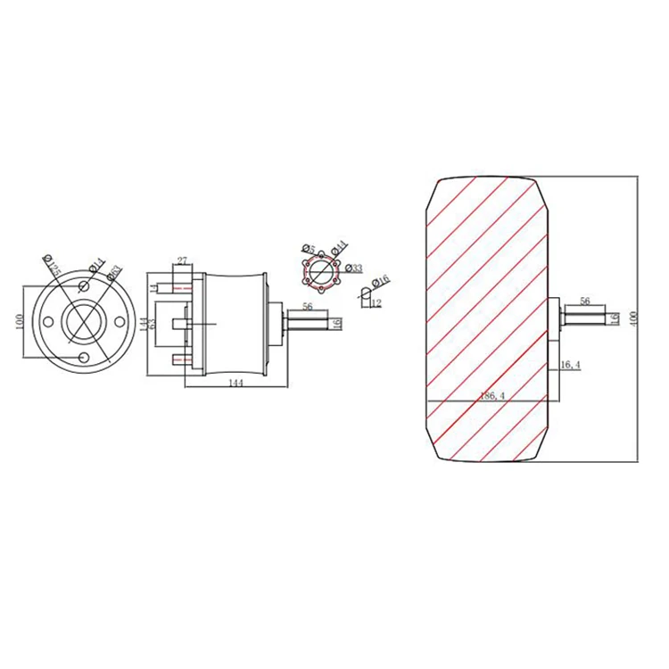 S 16*6 Torque  100N.m sensor Hall geared hub motor for electric golf cart