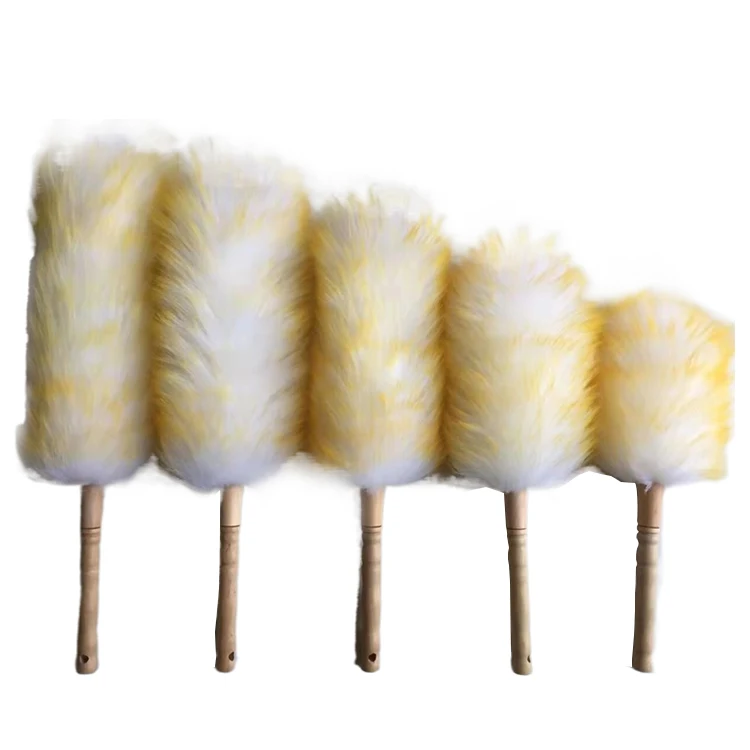 white wool duster is used to clean the car wash