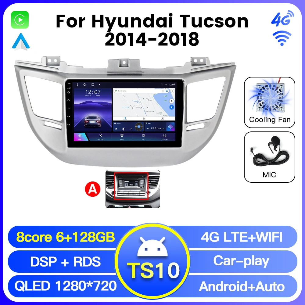 NaviFly TS10 TS18 Newest android 1280*720P Qled screen Car Radio player for Hyundai Tucson 2014-2018 with GPS DSP RDS