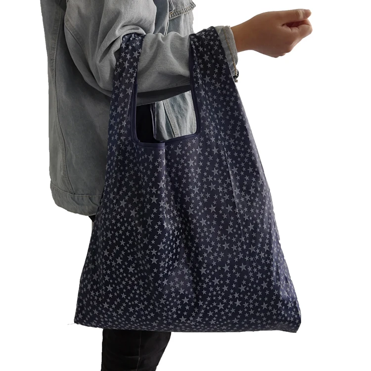 Индивидуальные складные многоразовые сумки для продуктов Travelsky, складная сумка для покупок из нейлона и полиэстера, сумка-тоут