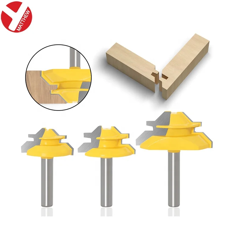 45 Degree Lock Miter carbide Tipped router bits for wood woodworking