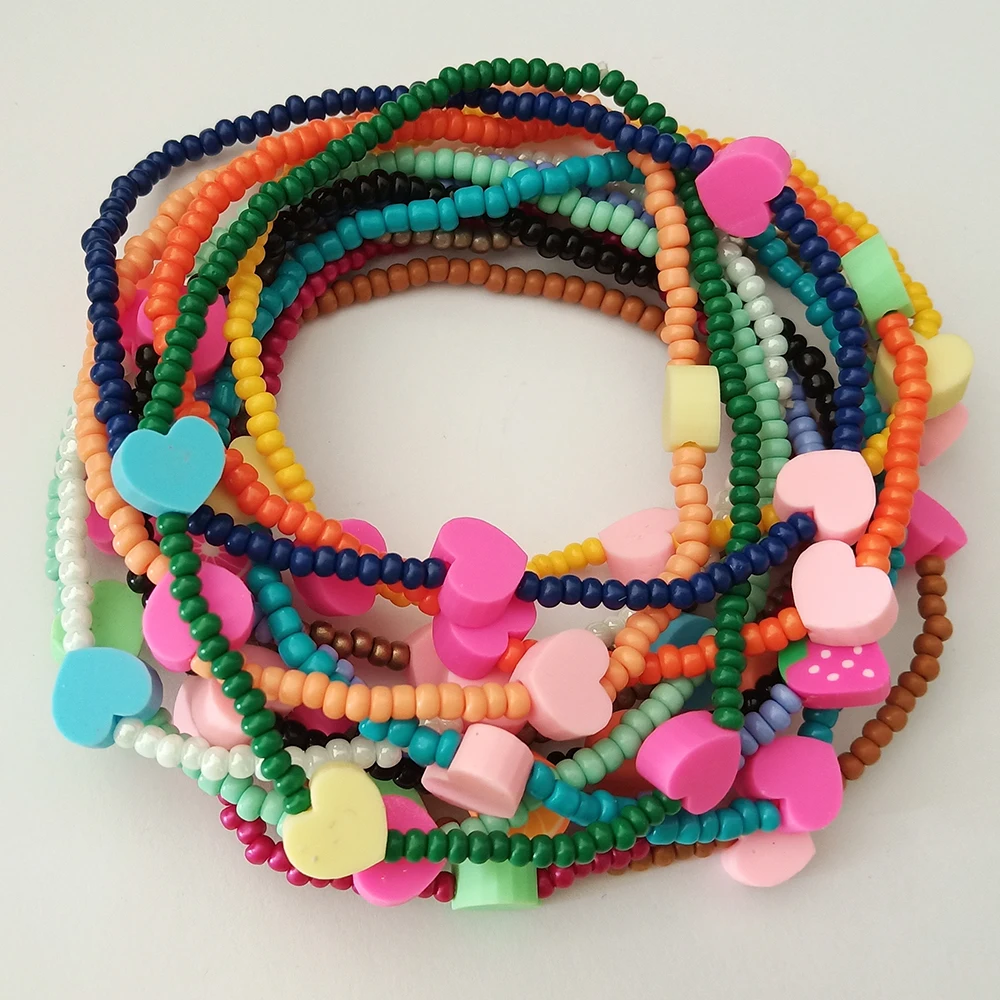  Liberty Gifts new fashion hand crafts heart shape elastic wrap bracelet bohemian girls summer wrist decoration