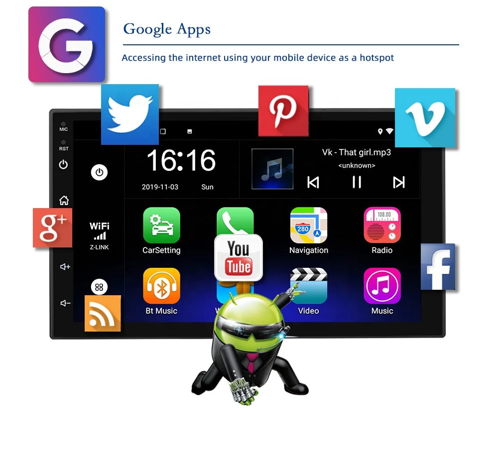 Universal Machine Support HD Video 1080P Format MP3 MP4 Mp5 Gps Stereo Radio 2 Din Android Car Dvd Player