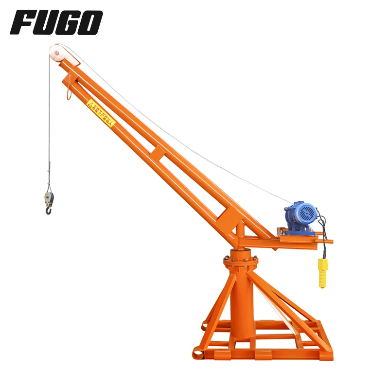 360 degrees rotate 500kg 1000kg 2000kg small outdoor use mini engine crane construction materials lift crane