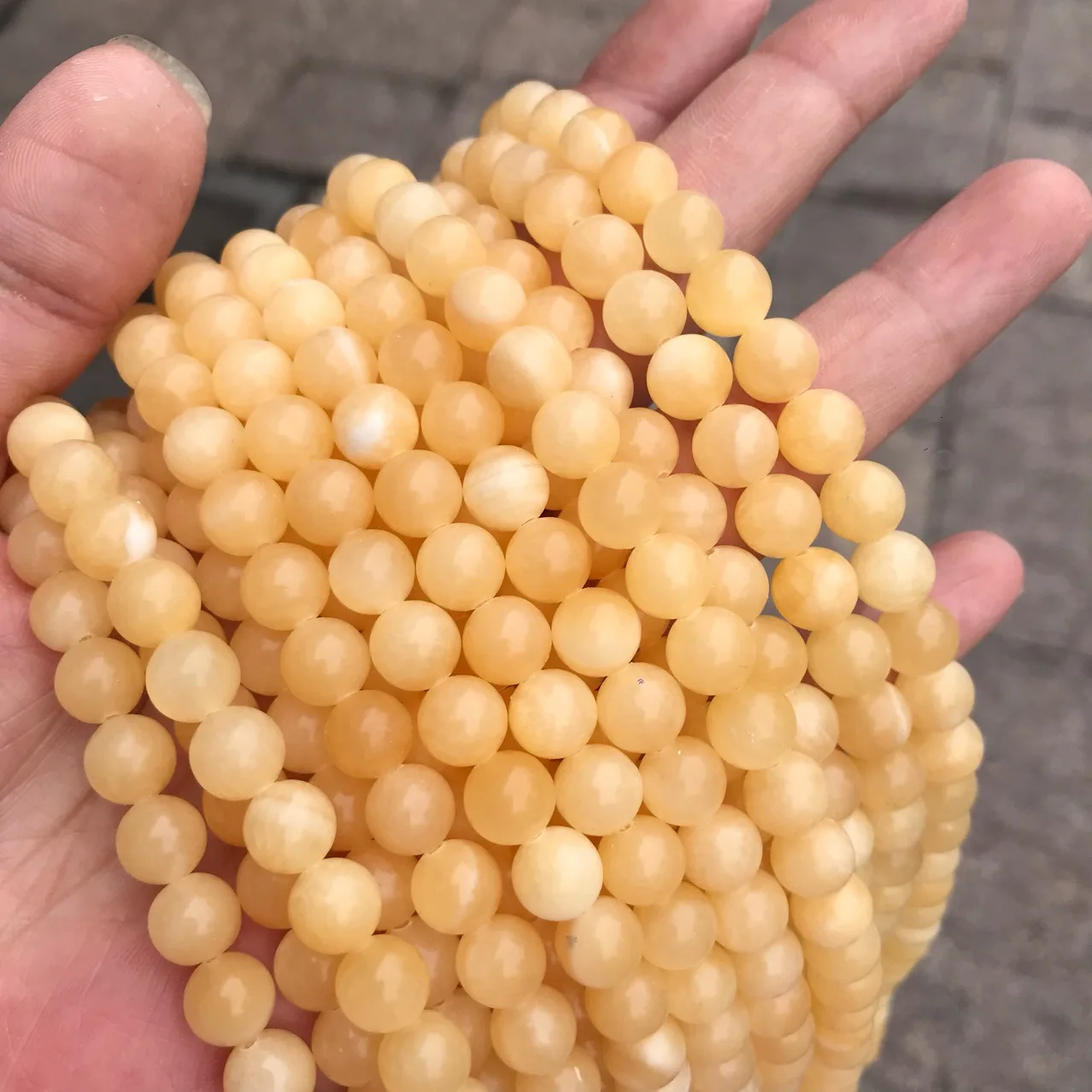 12mm Natural Jade Stone Polished Loose Round Matte Faceted Beads Yellow Jade for DIY Jewelry Making