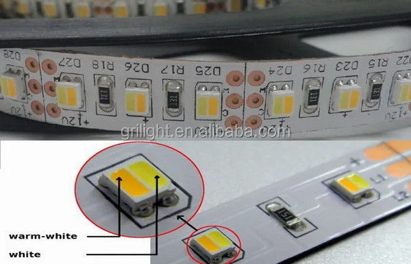 Двухцветная светодиодная лента двухцветная Smd 2835 3 цвета Cct 3527 двойные температурные полосы белая