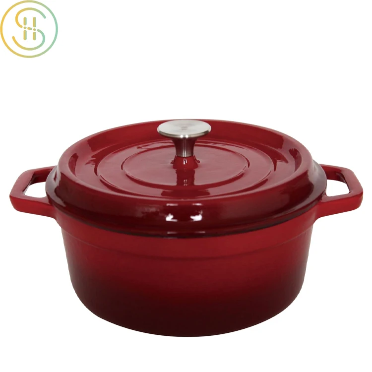 Customized non-stick with high quality double handle dutch oven cast iron pan with enameled cast iron pan for home kitchen cooki