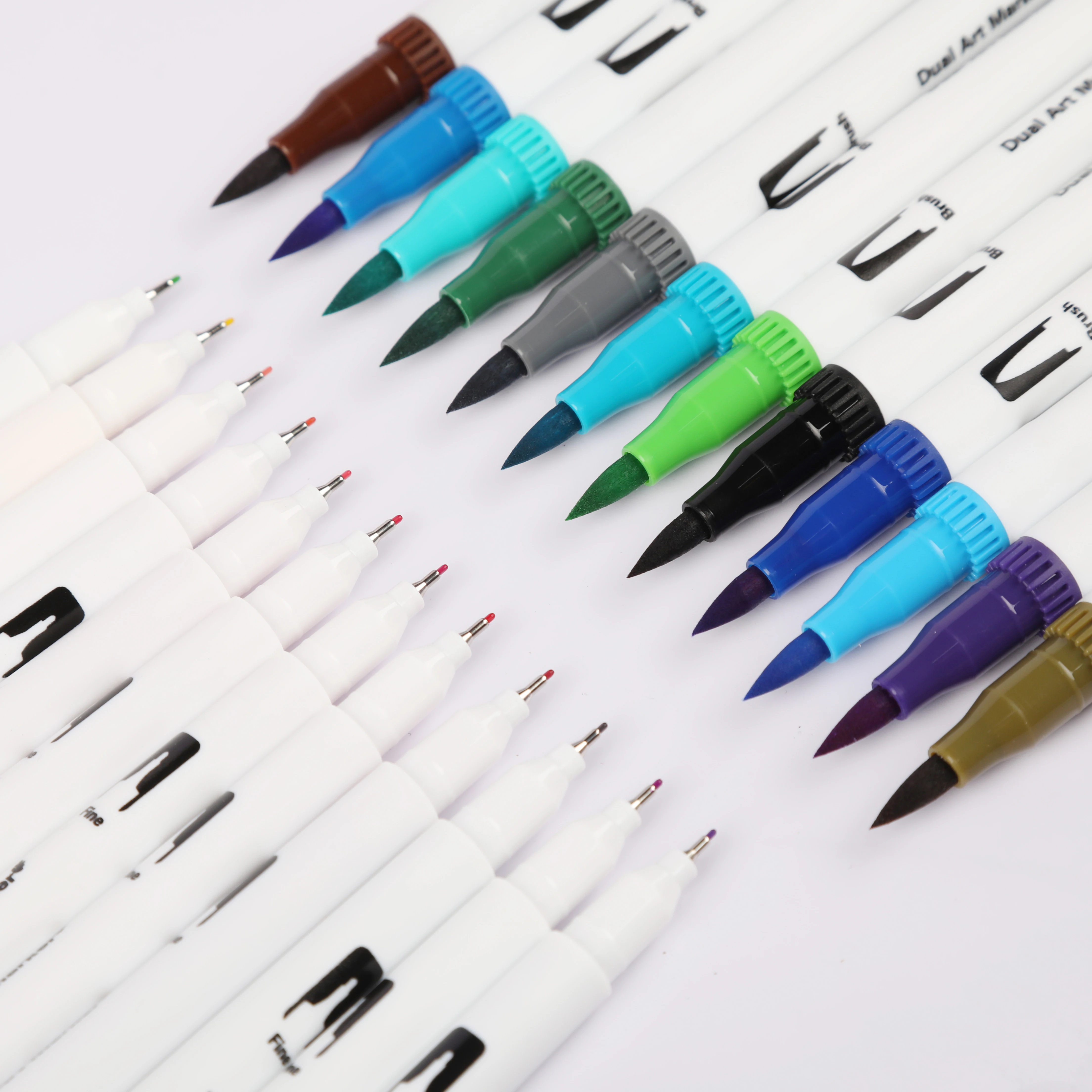 12/24/36/48/60/72/100/120/132 Colors Double Side Writing Art Watercolor Marker Pens with Fine and Brush Tips