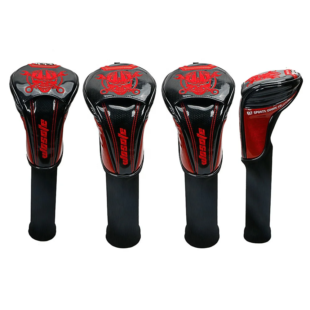 Custom Embroidery PU Leather Golf Driver Head Cover Golf Fairway Woods  UT Club Headcovers