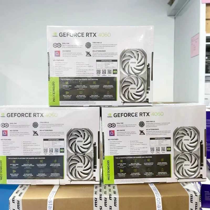 Brand new Msi Geforce RTX 4060 TI 4060TI Ventus Gaming X Trio 2x 3x oc 2 3 fans black white GPU 8gb graphics cards video card