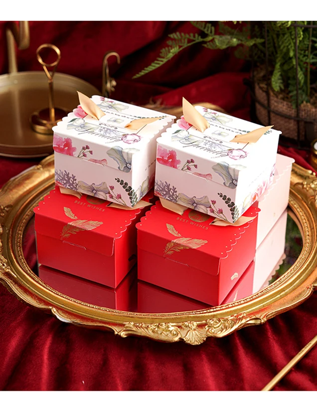 Linghai Custom gift paper candy box wedding packaging small candy boxes with ribbon