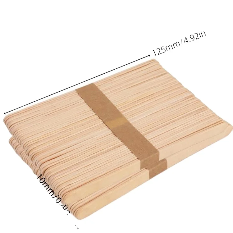 125mm Disposable wooden ice cream stick Birch wood biodegradable custom logo Popsicle ice cream sticks