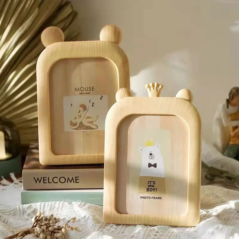 Dongjin fashional cute bear style customized size 4*6 6*8 PS picture frame plastic kid baby photo frame as gift girl and boy
