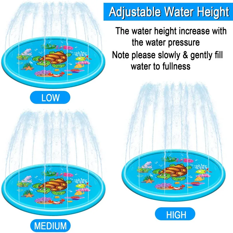 Custom Splash Sprinkler Thicken With Sprinkler Hard Plastic Pool Pet Outdoor Play Water Mat Toys Pad For Dogs Cats