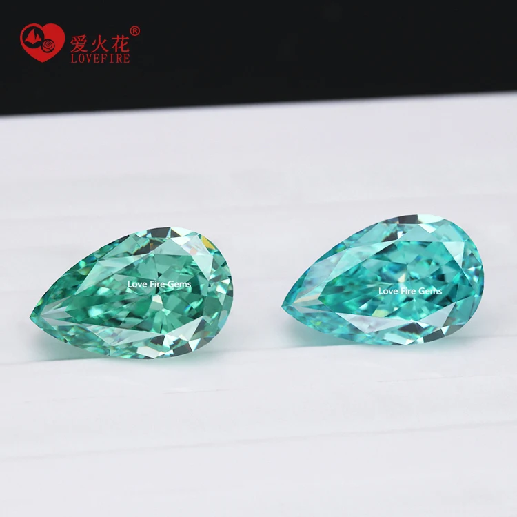 wholesale loose gemstone paraiba colors pear shape 5A+ 4K CZ zircon stone crushed iced cut cubic zirconia
