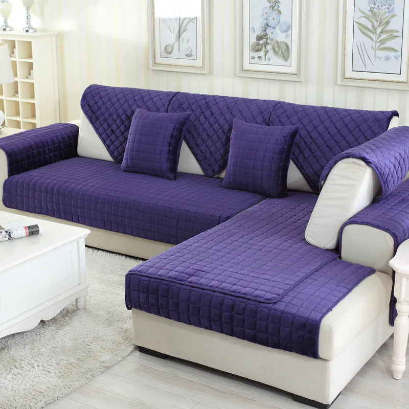 Customized l Shape Slipcover Thickened Fleece Non Slip Quilt Plush Sofa Covers Seat Cover