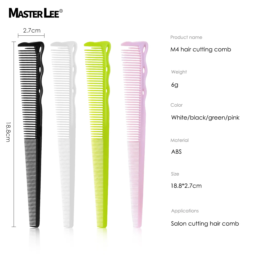 Masterlee Custom Logo Factory Direct Sale ABS and alloy material carbon static free hair cutting comb series 4 colors