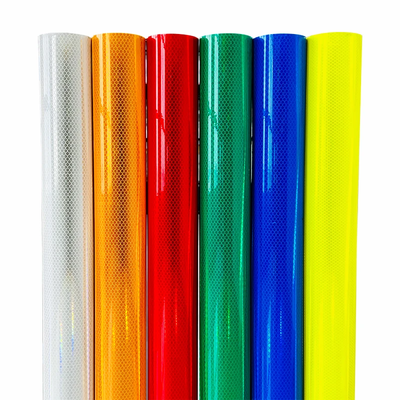Self Adhesive Micro Prismatic Diamond Grade Reflective Sheeting Film Vinyl For Permanent Highway Traffic Signs