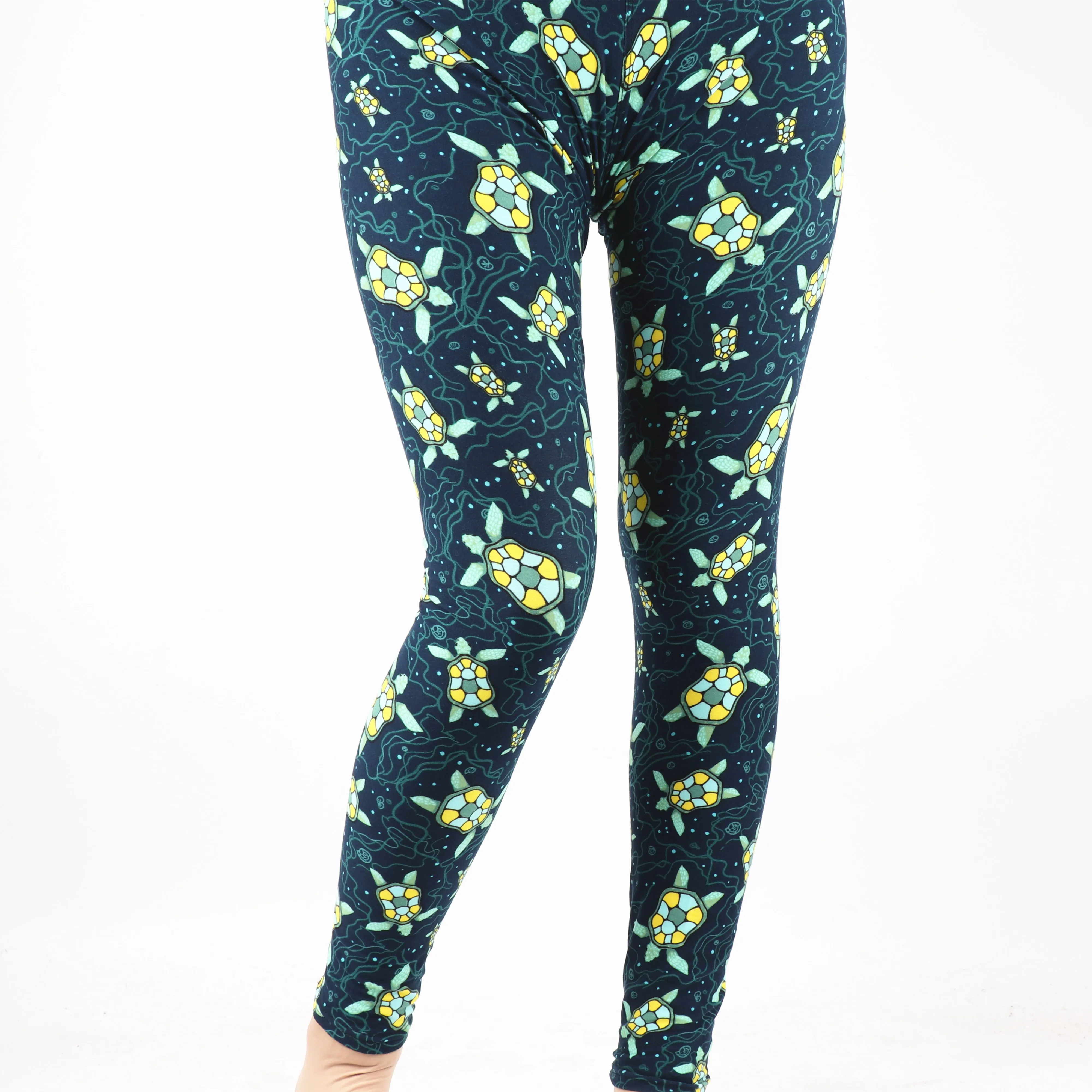 Модные женские Леггинсы для йоги с бабочкой, мягкие высокие, с высокой талией, большие размеры, с принтом зеленых животных, черепашек, оптовая продажа