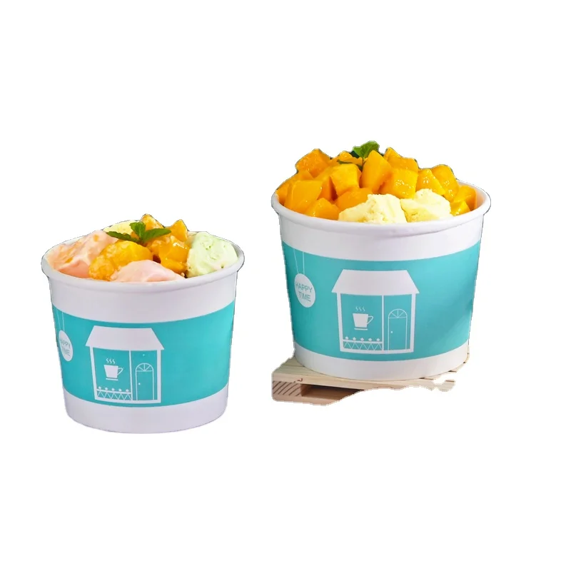 ice cream cups paper cups frozen dessert containers  branded tubs custom-printed frozen yogurt cups
