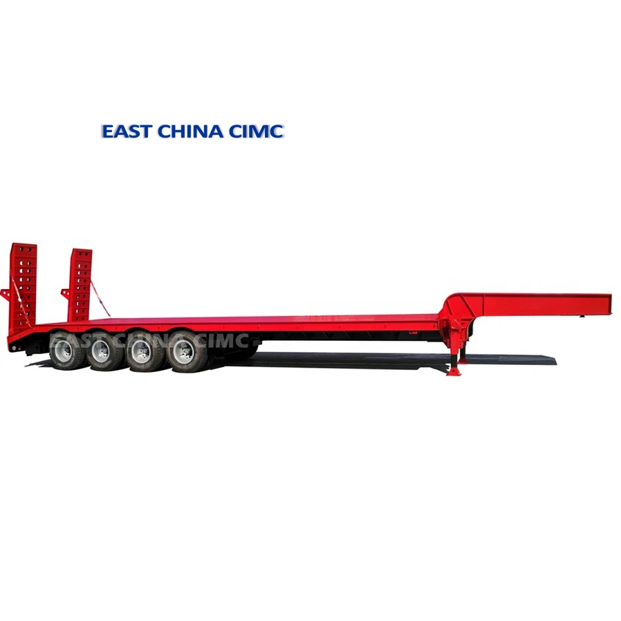 Professional Manufacturer Heavy Duty Lowbed Type 3 4 Axle Truck Low Loader Low Bed Semi Trailer For Excavator