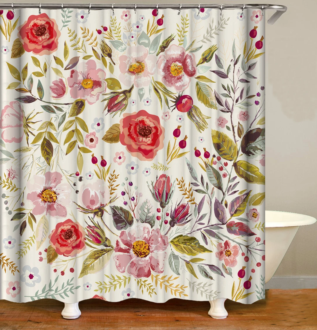 i@home home goods purple lavender designer prints flower washable bathroom shower curtains polyester
