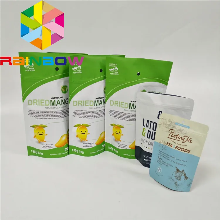 Wholesale Digital Print Dried Fruits Vegetables Resealable Stand up Pouch with Round Hole Aluminum Foil Mylar Zipper Bag