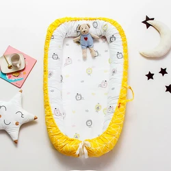 90*55*15cm New Portable Cotton Cradle Newborn Baby Crib Bassinet Bed Infant Nest Bed for Boys Girls Travel Bed