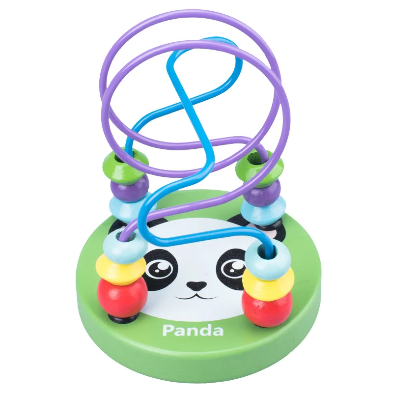 GT MU Educational Wood Circles Bead Wire Maze Roller Coaster Natural Montessori Wooden Puzzles Baby Toys.