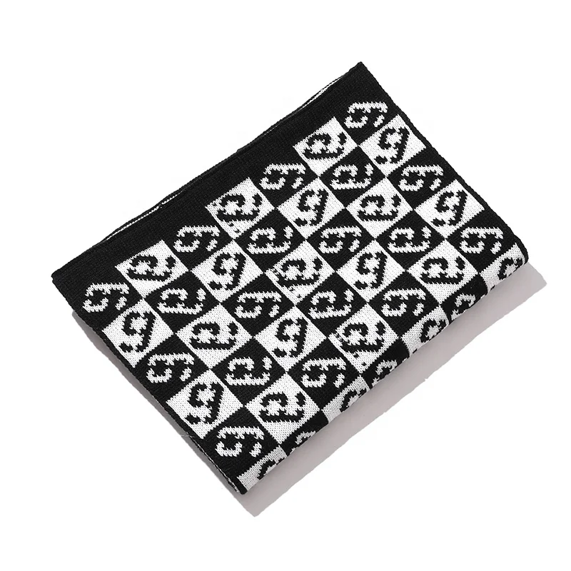 Custom Korean Classic Number Messy Scarf Geometric Fashion Wild Shawl Autumn Winter Warmer Shawl Scarf