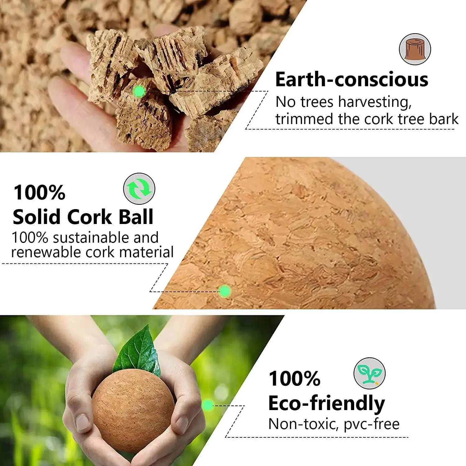 Customized logo printed 100% natural cork yoga massage ball cork yoga ball