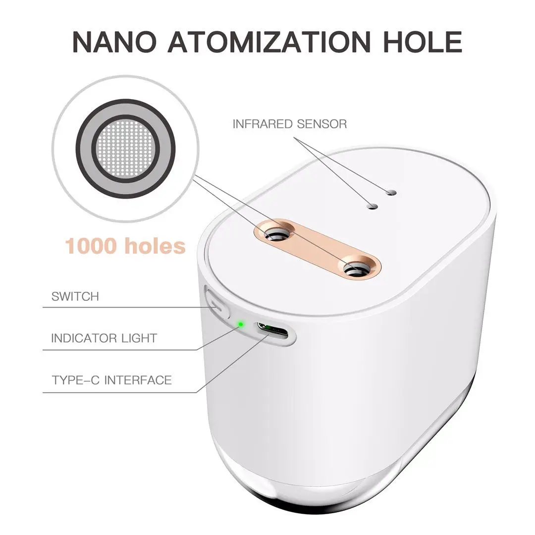  2021Newest design Double Hole Automatic Alcohol Dispenser Touchless Hand Sanitizer 100ml/7.2ozc alcohol