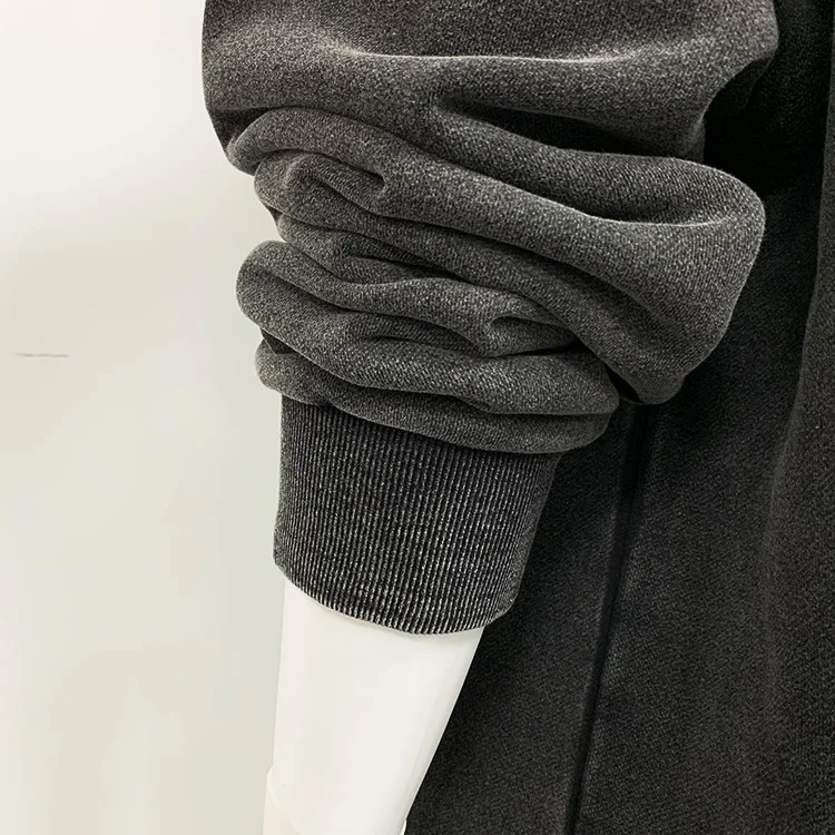 luxury custom logo heavy weight black vintage washed thick drop shoulder hoodies and sweatshirts for men