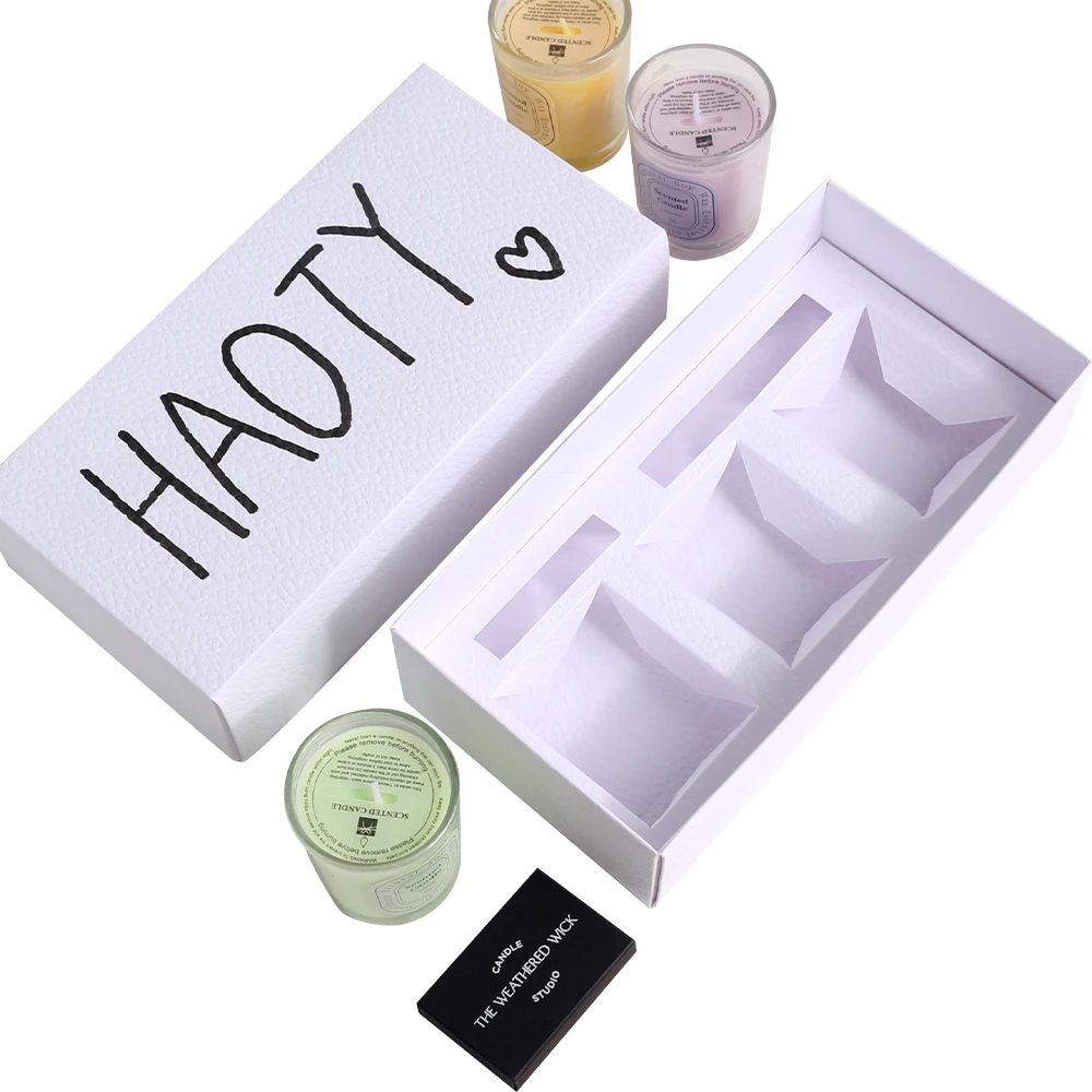 Luxury custom candle boxes packaging for 3 sets candle jars