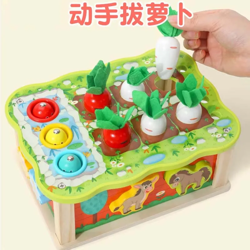 Wooden Montessori Toys Fishing Game Carrot Harvest Stacking & Sorting Sensory Educational Fine Motor Toys for Toddlers