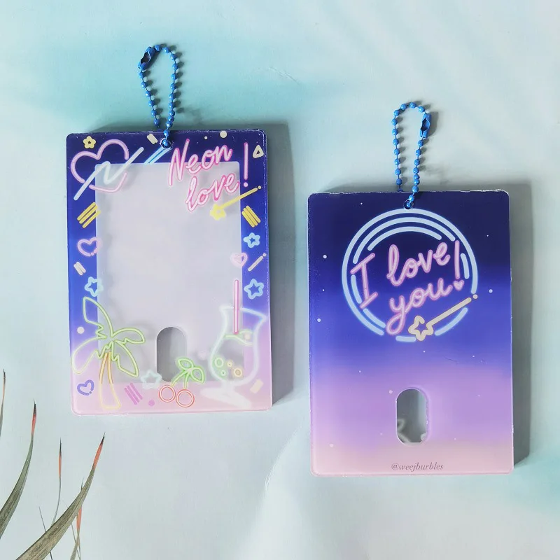 Customize your own design cute acrylic card holder plastic double sided photo card holder charms