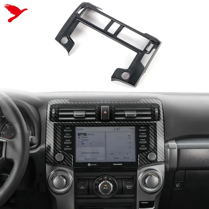 For Toyota 4Runner 2020-2024 Car Interior Accessories Dashboard  GPS Navigation Frame Cover Trim ABS Carbon Fiber Style 1pc