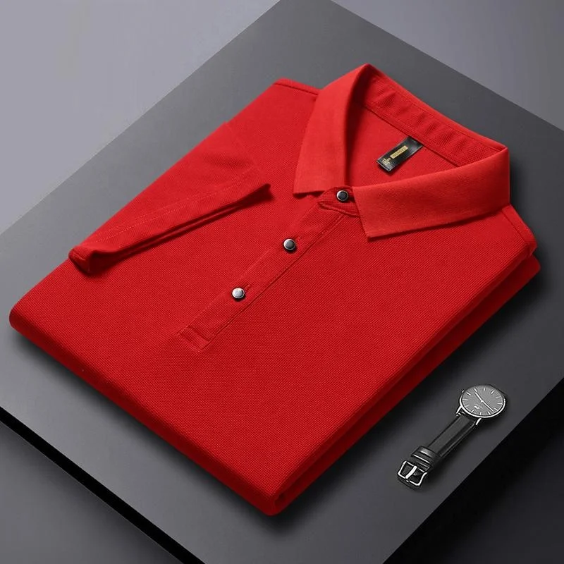 Wholesale Polyester Stretch Designers Blank Red Plain Golf Polo Shirt Uniform Embroidery Custom Logo Lapel Polo Shirt