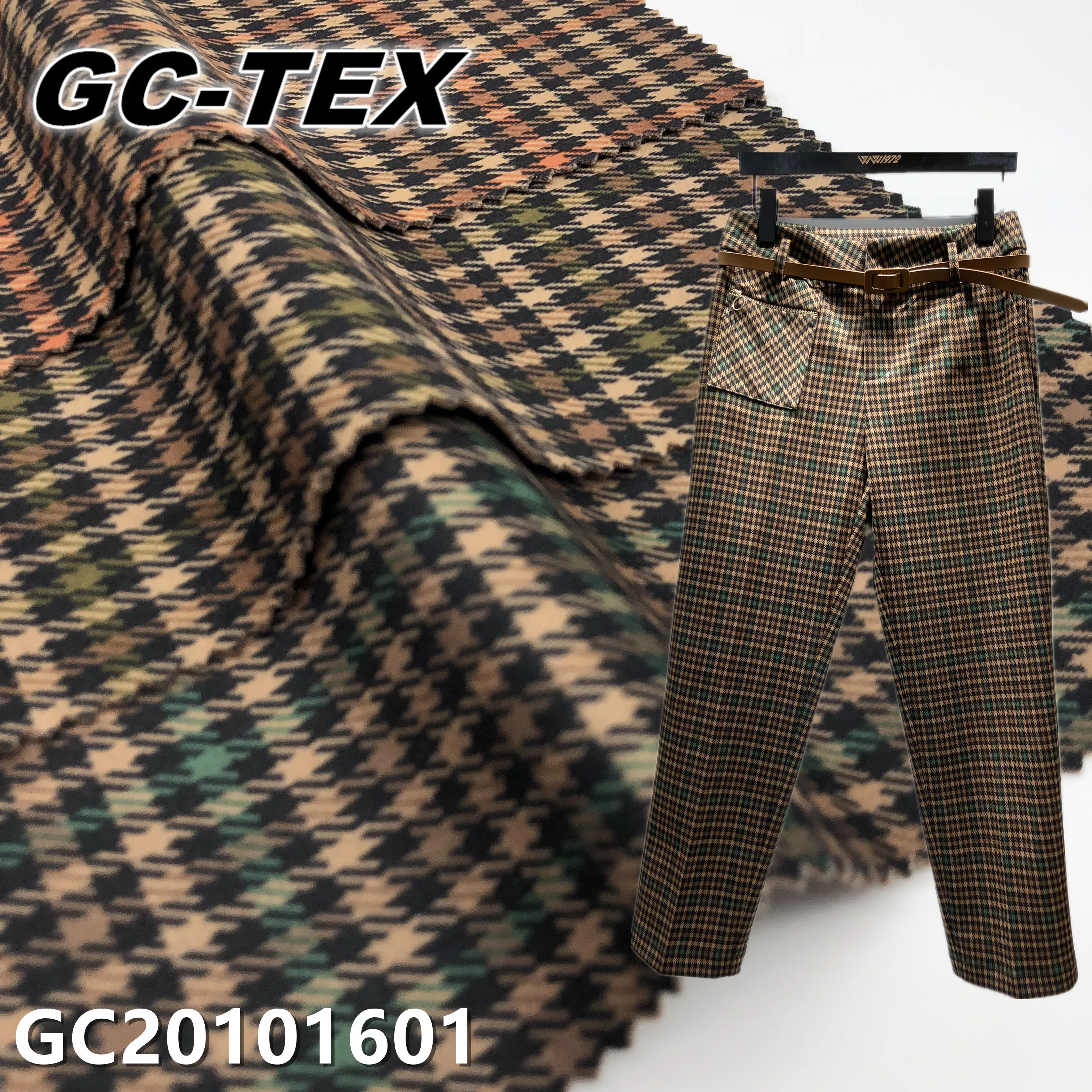 [GC20101601] Instock 95%Polyester 5%Spandex plaid print suede fabric for pant skirt uniform