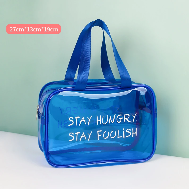 Custom Waterproof Clear Make Up Bags Transparent Travel Toiletry Bag Washable Pvc Zipper Cosmetic Bag