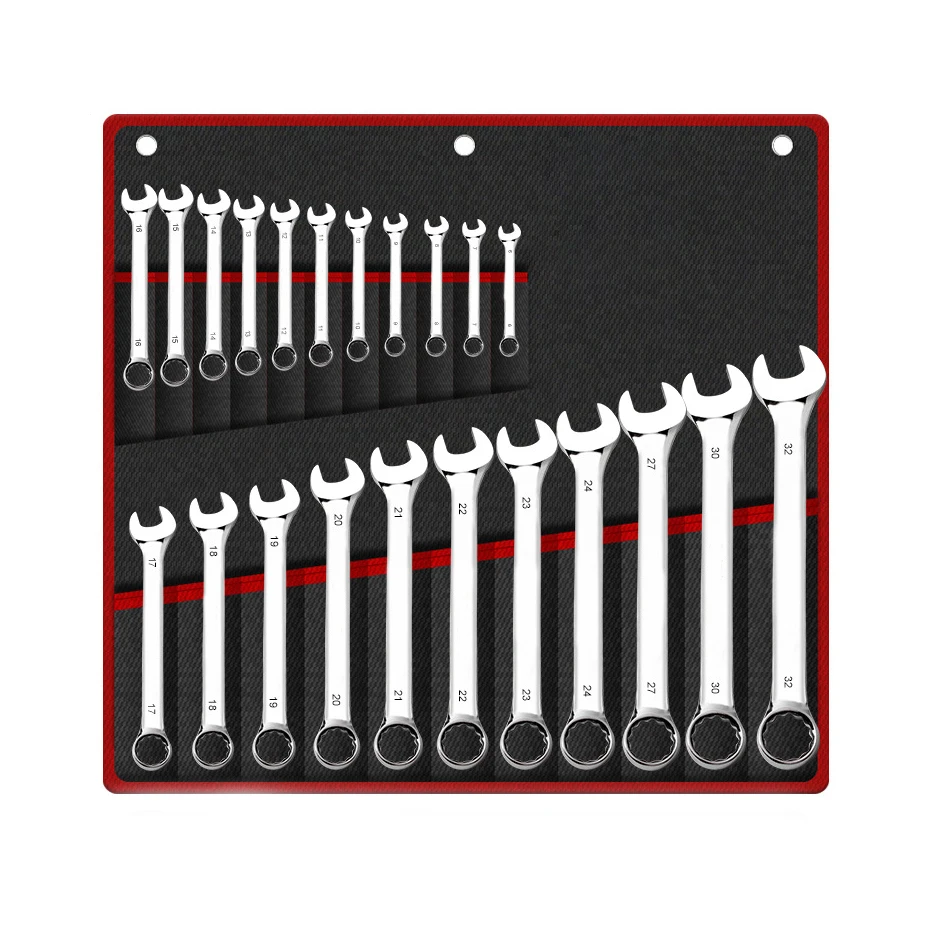 23PC Silver Multifunctional Ratchet Torque Force Hand Combination Tool Wrench Set