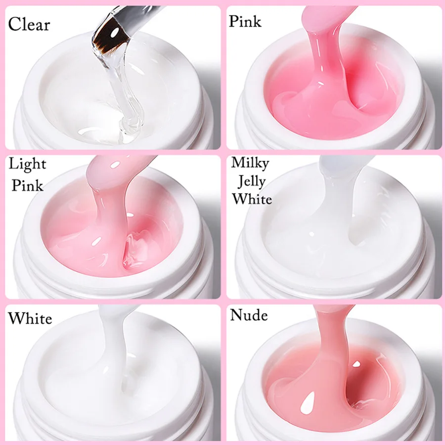 Nail Gel Art Transparent Camouflage Color Fibre Glass Hard Jelly Quick Building Nail Extend Gum Acrylic Polish For Salon