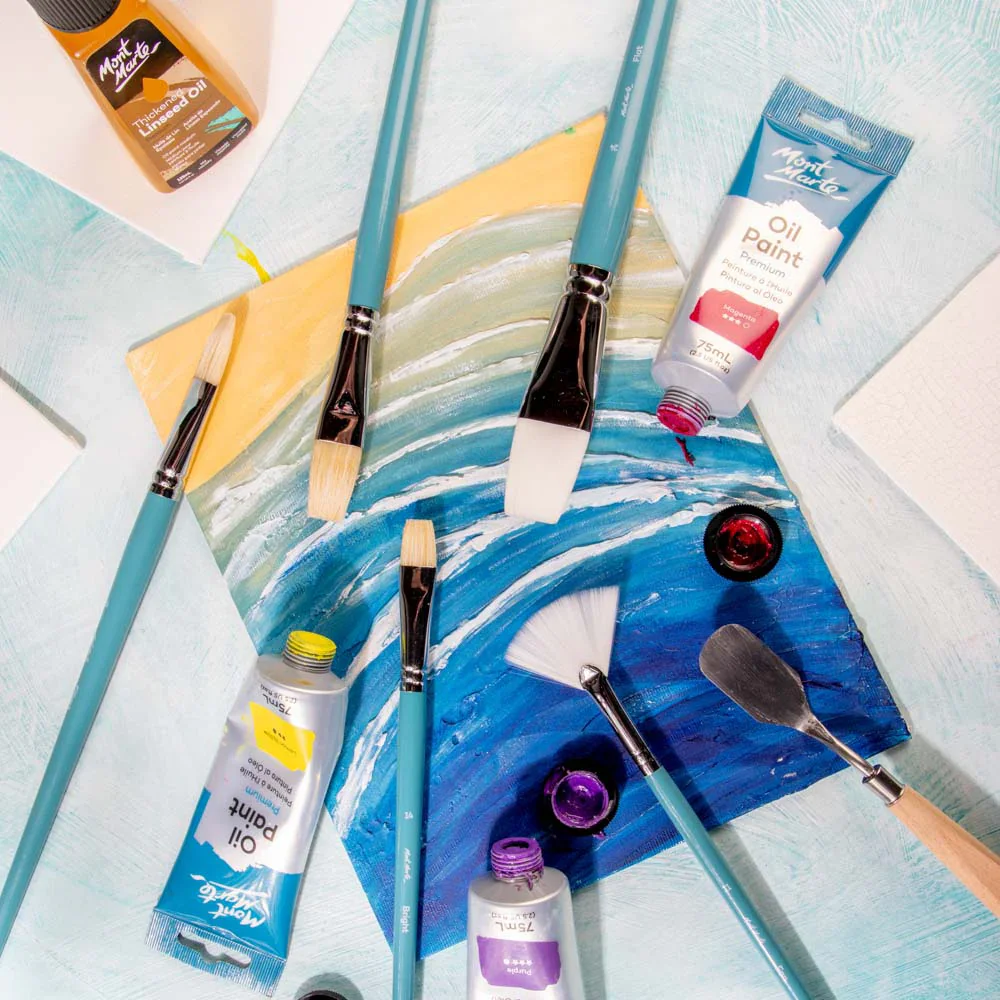 Mont Marte Gallery Series Brush Set Oils 5pc paint brush set