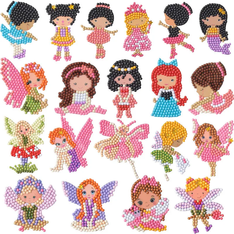 Cartoon Stickers Diamond Painting Kits for Kids Angel Princess Sticker DIY Diamond Painting Stickers Paster Child Puzzle Gift